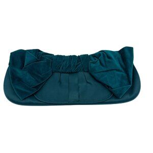 The Limited Womens Velvet Bow Clutch Purse Bag Teal Party Formal Classic Retro